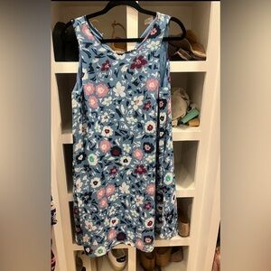 Floral Blue Sleeveless Dress